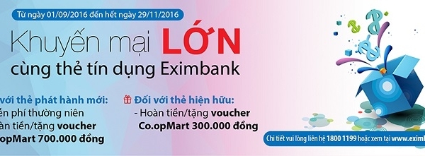 Khuyến mại lớn cùng thẻ tín dụng Eximbank